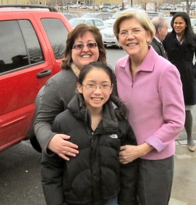 Elizabeth Warren with Linda Harvey of Methuen