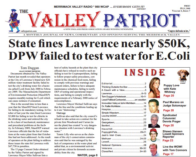 Lawrence Fined Nearly $50K for Failing to Test Drinking Water for Ecoli