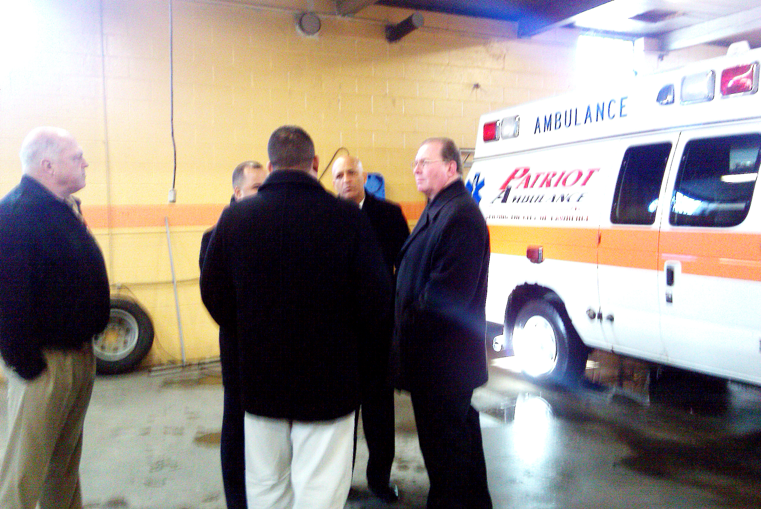 Lawrence DPW DIrector Frank McCann and Mayor Willie Lantigua at Patriot Ambulance
