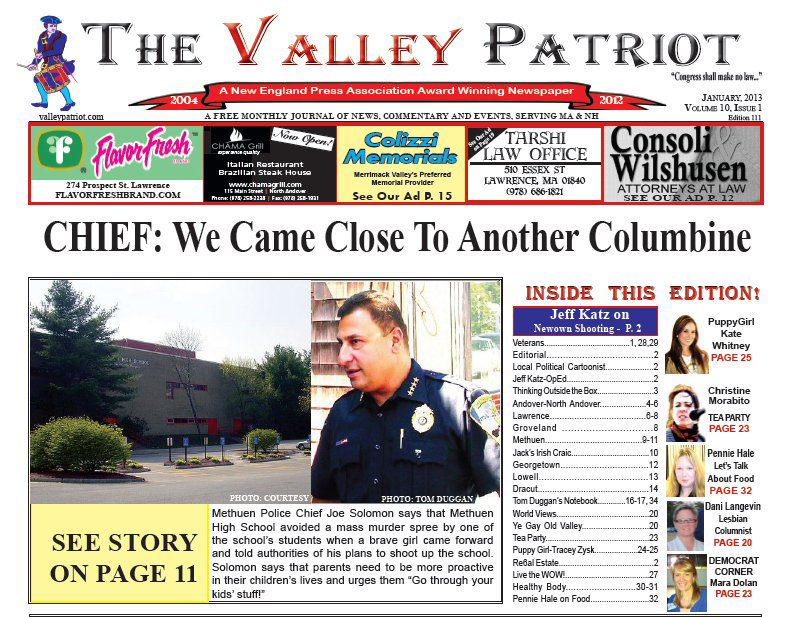 Download the January 2013 Edition of The Valley Patriot (PDF) Edition #111