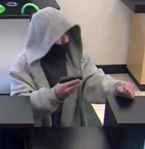 Suspect in Lawrence bank robbery. Photo from Lawrence Police. April 3, 2013