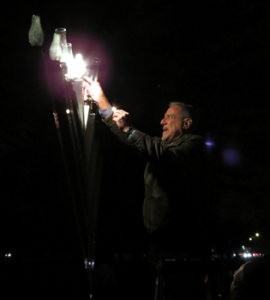 Barry Pett Lights the Menorah on North Andover Common 