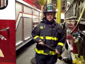 Lawrence City Councilor Marc Laplante  suited up at the Central Fire Station 