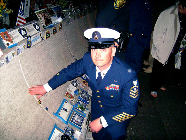 Amesbury Police Officer Jason Kooken at the National Law Enforcement Officer's Memorial Wall in Washington DC in 2010