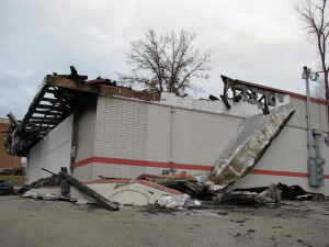 Building burned in Ferguson riots
