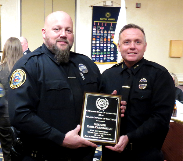 Lawrence Exchange Club, Police Chief Award Patrolman Carl Farrington Police Officer of the Year