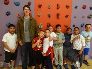 Henry Duerr  rockclimbing wall with kids