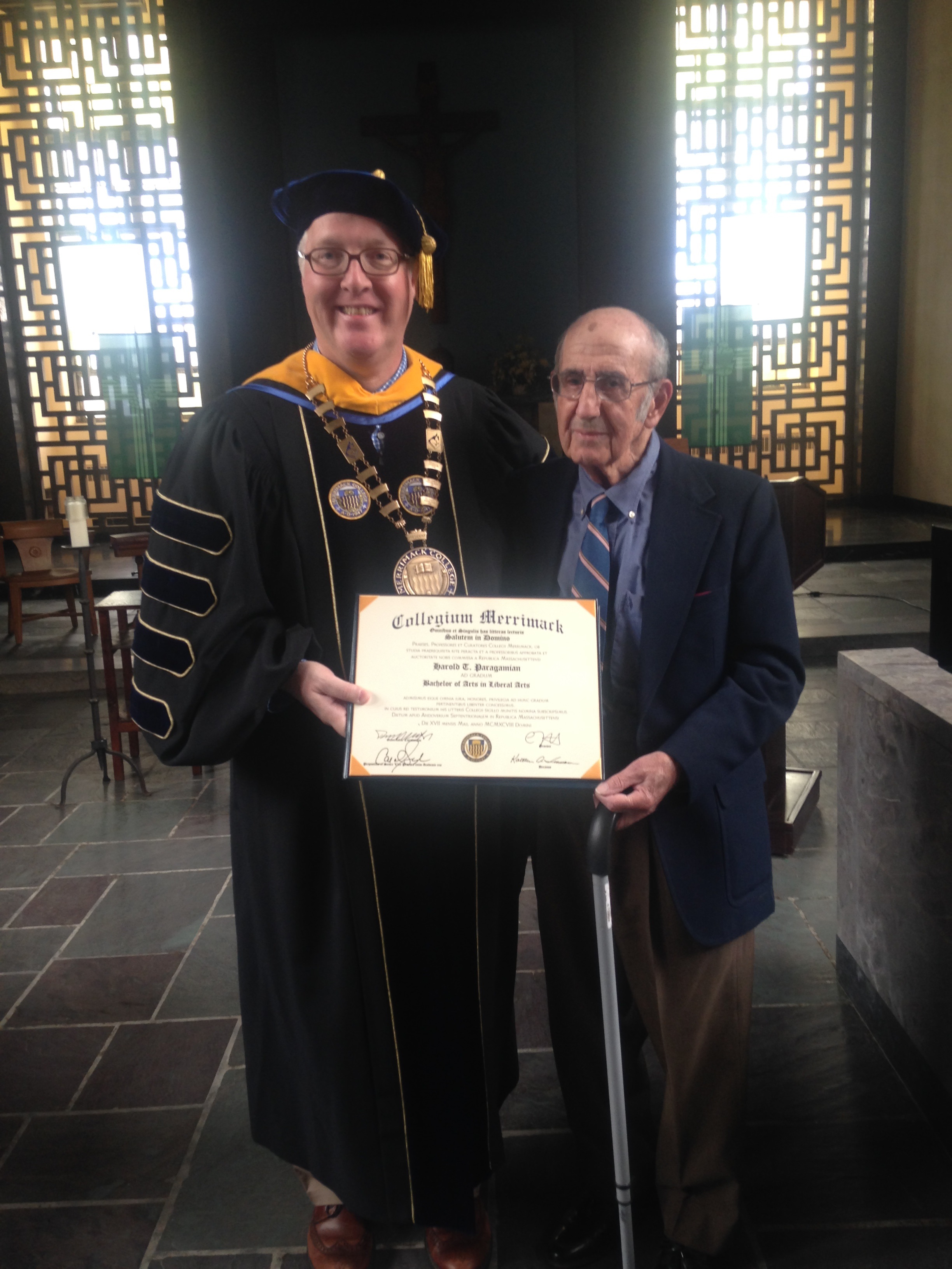 90 Year Old Veteran Gets Degree from Merrimack College