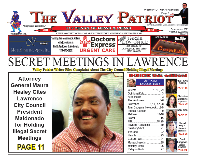 The Valley Patriot, September 2015 Edition, Issue #143 – SECRET MEETINGS IN LAWRENCE