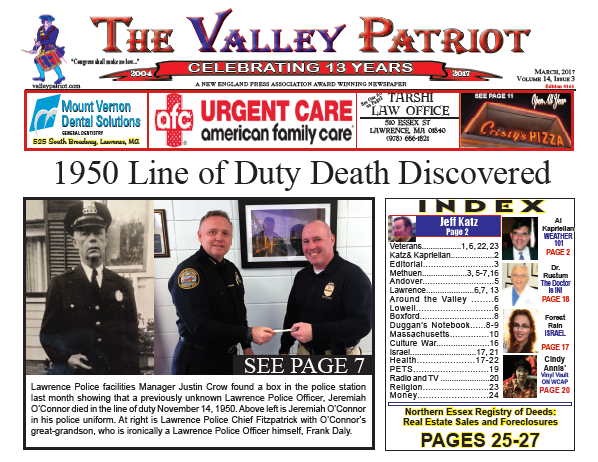 PDF of the Print Edition of the March 2017 Valley Patriot ~ 1950 Line of Duty Death Discovered