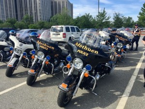 Members of the Methuen Police Motorcycle Unit joined officers from surrounding departments to escort runners on the route. (Courtesy Photo)