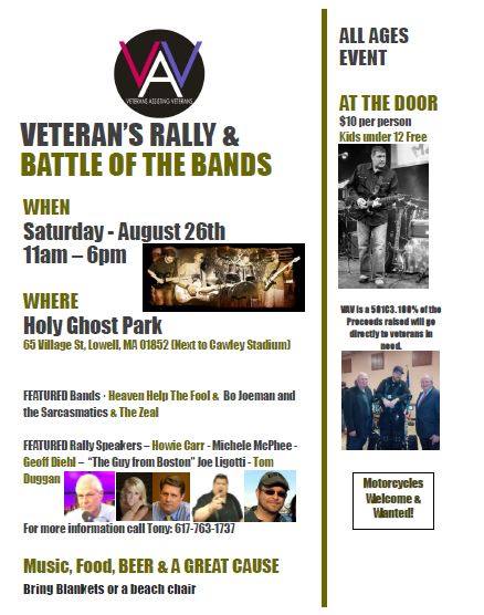 Duggan, McPhee, Diehl, Carr & Ligotti to Headline Veteran Rally & Battle of the Bands Aug. 26