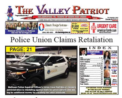 PDF of the November, 2019 Valley Patriot ~ Police Union Claims Retaliation