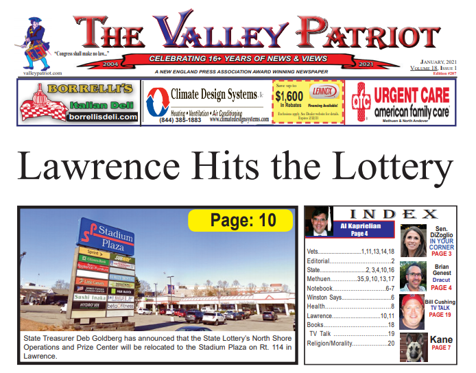 PDF of the January, 2021 Edition of The Valley Patriot ~ Lawrence Hits the Lottery